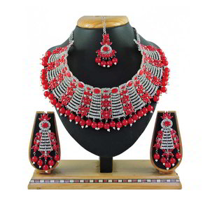 Бордовое, золотое и красное индийское украшение на шею со стразами, перламутровыми бусинками