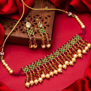 Разноцветное, цвета меди и золотое медное индийское украшение на шею с искусственными камнями