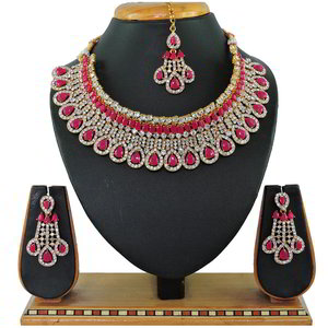 Золотое и розовое индийское украшение на шею со стразами