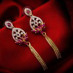 *Золотые и розовые индийские серьги со стразами