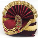 *Лиловый и фиолетовый бархатный индийский тюрбан (чалма) с кружевами