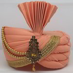 *Розовый индийский тюрбан (чалма) из шёлка с кружевами