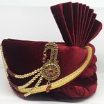 *Розовый бархатный индийский тюрбан (чалма) с кружевами