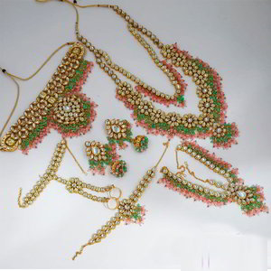 Разноцветный, цвета меди и золотой медный набор свадебных индийских украшений со стразами