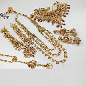 Бордовый, цвета меди, золотой и красный медный набор свадебных индийских украшений со стразами