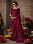 *Фиолетовое интересное красивое индийское сари из атласа с пайетками