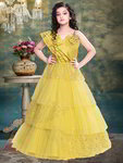 *Жёлтый индийское нарядное платье «в пол» / костюм для девочки из фатина без рукавов со стразами