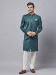 *Тёмно-зелёный хлопко-шёлковый индийский мужской костюм