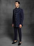 *Тёмно-синий индийский мужской костюм с пайетками