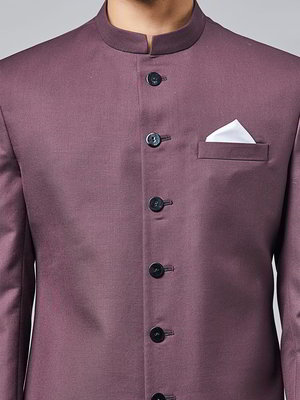 Фиолетовый хлопко-шёлковый индийский мужской костюм