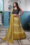 *Жёлтый, бежевый, чёрный и синий индийский женский свадебный костюм лехенга (ленга) чоли из креп-жоржета и крепа без рукавов, украшенный вышивкой