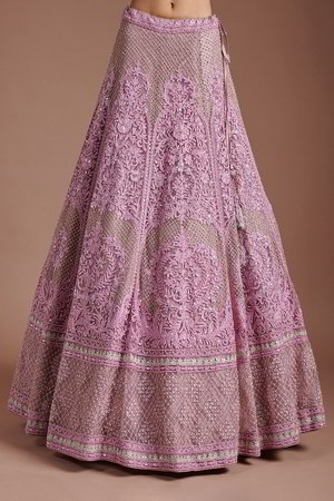Розовый индийский женский свадебный костюм лехенга (ленга) чоли из фатина без рукавов, украшенный скрученной шёлковой нитью со стразами, пайетками