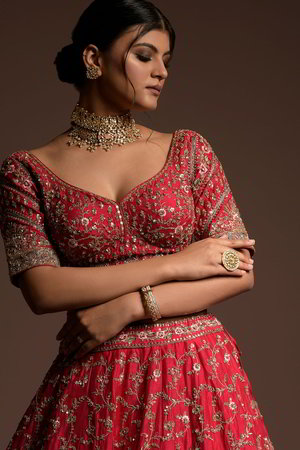 Розовый индийский женский свадебный костюм лехенга (ленга) чоли из натурального хлопка с шёлком и шёлка, украшенный вышивкой