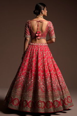 Розовый индийский женский свадебный костюм лехенга (ленга) чоли из натурального хлопка с шёлком и шёлка, украшенный вышивкой